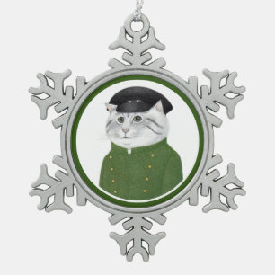 CHAUFFEUR CAT Pewter Snowflake Ornament