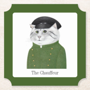 CHAUFFEUR CAT Ticket Papieren Bierviltjes + Tekst Kartonnen Onderzetters