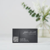 Chauffeur Driver Zwart Metaal QR Code Visitekaartje (Staand voorkant)