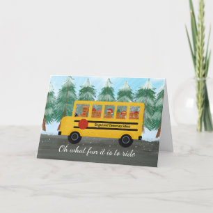 Chauffeur Schoolbus Leraar Kerst Kruidkoek Feestdagen Kaart