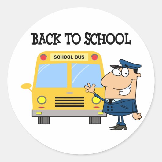 Chauffeur voor de schoolbus ronde sticker (Voorkant)