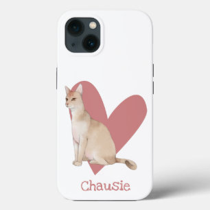 Chausie Cat Waterverf Kat Roze hart iPhone 13 Hoesje