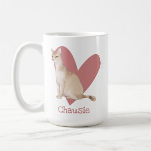 Chausie Cat Waterverf Kat Roze hart Koffiemok