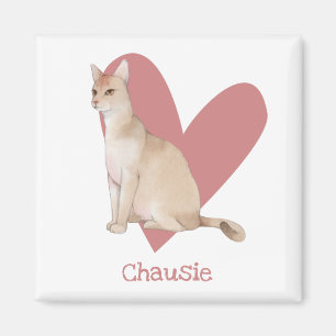 Chausie Cat Waterverf Kat Roze hart Magneet
