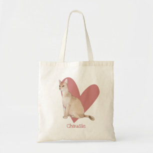 Chausie Cat Waterverf Kat Roze hart Tote Bag