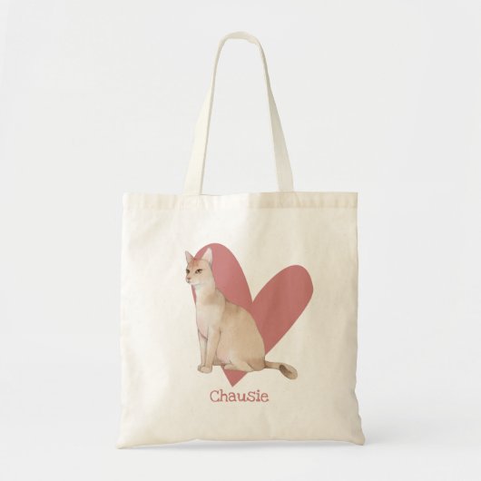 Chausie Cat Waterverf Kat Roze hart Tote Bag (Voorkant)