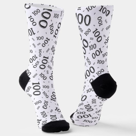 Chaussette 100e anniversaire Noir Random Numéro Motif (Angulaire)