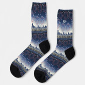 Chaussette 1776–2026 Fireworks Skyline Monogram Celebration (Gauche)