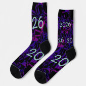 Chaussette 2026 New Year New Years socks purple fun funny (Gauche)