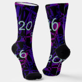 Chaussette 2026 New Year New Years socks purple fun funny (Angulaire)