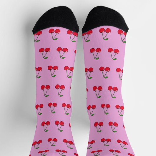 Chaussette 2 Cherries pattern pink (Haut)