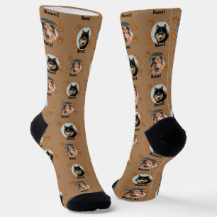 Chaussette 2 Chiens Photos 2 Noms + Bones & Empreintes de pat