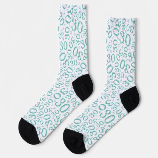 Chaussette 30e anniversaire Turquoise Motif de numéro aléatoi (Gauche)
