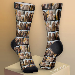 Chaussette 3 Collage photo - Motif décalé - Noir