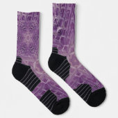Chaussette 3Une Unique couleur violet étoile blanche Mandala (Droite)
