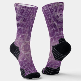 Chaussette 3Une Unique couleur violet étoile blanche Mandala