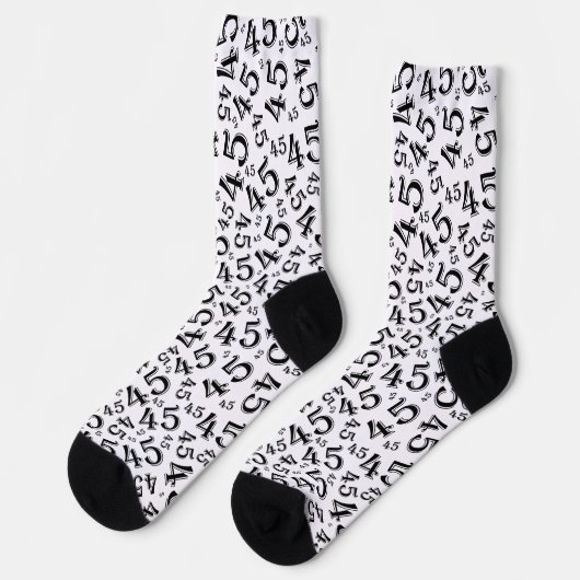Chaussette 45e anniversaire noir/blanc Motif de numéro aléato (Gauche)