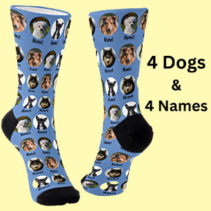Chaussette 4 chiens, 4 noms, photo de chien – personnalisé en