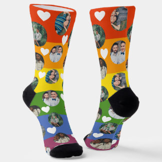Chaussette 4 Collage photo et Modèle de coeur Rainbow Pride