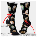 Chaussette 4 Collage photo et modèle texte sur mesure<br><div class="desc">4 Collage photo et texte modèle fait sur mesure Faites votre propre paire de chaussettes amusantes - avec un modèle pour votre propre texte et quatre photos - chaussettes de Ricaso - Avec des détails de coeur d'amour épars - disponibles en différentes couleurs en magasin</div>