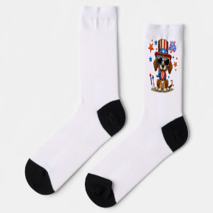 Chaussette 4 juillet chien/chiot mignon, patriotique
