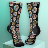 Chaussette 4 Photo Bordure Cercle - Noir Blanc