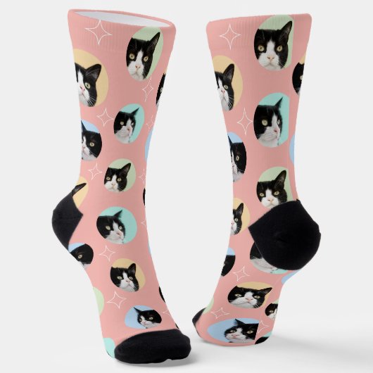 Chaussette 4 Photo Collage Modèle Faites votre propre animal (Angulaire)