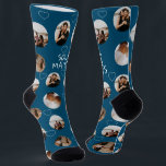 Chaussette 4 Photo Collage Sole Mates (jeu amusant sur l'âme)<br><div class="desc">4 Photo Collage Modèle Faites votre propre paire de chaussettes amusantes - avec les mots "Sole Mates" un jeu de mots amusant sur le thème du pied sur les âmes des partenaires. Parfait pour les couples - chaussettes de Ricaso - Avec des détails de coeur d'amour épars - disponible en...</div>