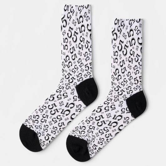 Chaussette 55e anniversaire noir/blanc Motif de numéro aléato (Gauche)