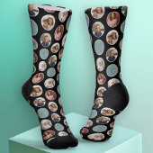 Chaussette 5 Photo Bordure Cercle - Blanc Noir