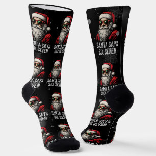 Chaussette 67 Meme Drôle de Père Noël dit Six Sept Noël