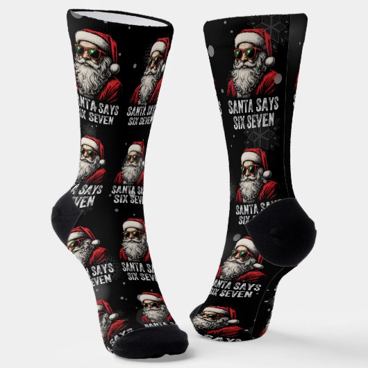 Chaussette 67 Meme Funny Santa Says Six Seven Christmas (Angulaire)