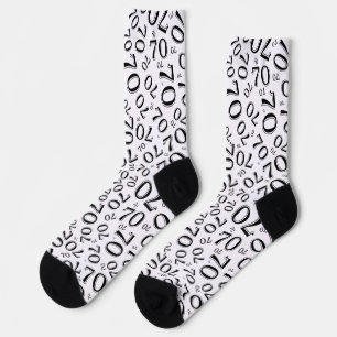 Chaussette 70e anniversaire noir/blanc Motif de numéro aléato
