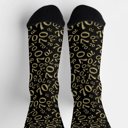 Chaussette 70e anniversaire Noir/Or Random Numéro Motif (Haut)
