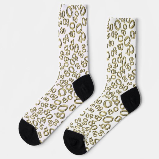Chaussette 80e anniversaire Gold/White Random Number Motif (Gauche)