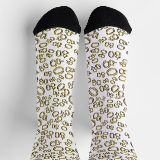 Chaussette 80e anniversaire Gold/White Random Number Motif (Haut)