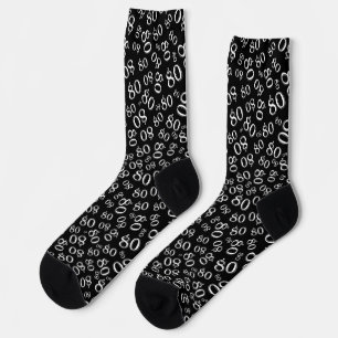 Chaussette 80e anniversaire noir/blanc Motif de numéro aléato