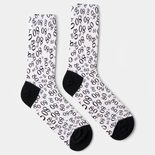 Chaussette 80e anniversaire noir/blanc Motif de numéro aléato (Droite)