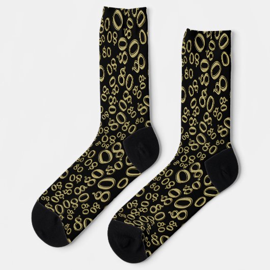 Chaussette 80e anniversaire Noir/Or Random Numéro Motif (Gauche)