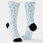 Chaussette 80e anniversaire Turquoise Motif de numéro aléatoi (Angulaire)