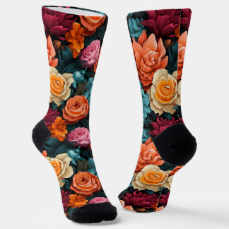 Chaussette #8 Chaussettes d'équipage à motifs floraux