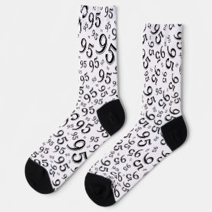 Chaussette 95e anniversaire noir/blanc Motif de numéro aléato