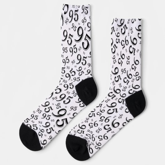 Chaussette 95e anniversaire noir/blanc Motif de numéro aléato (Gauche)
