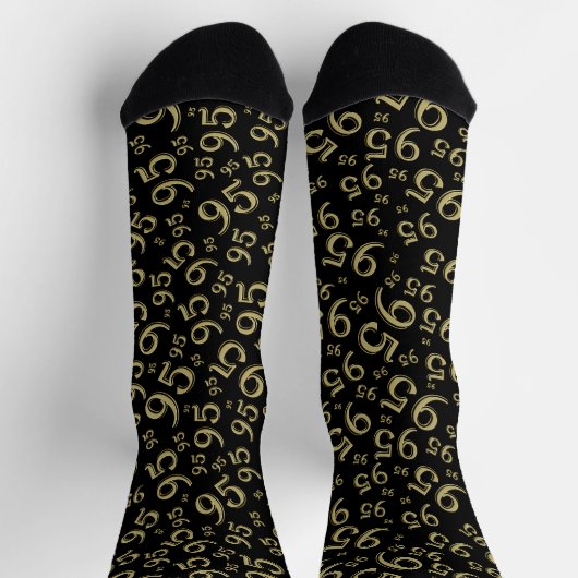 Chaussette 95e anniversaire Noir/Or Motif de nombre aléatoire (Haut)