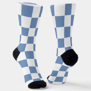 Chaussette à damiers bleu/gris et blanc