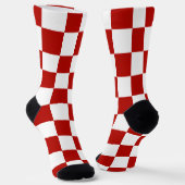 Chaussette à damiers carré rouge blanc rétro (Angulaire)
