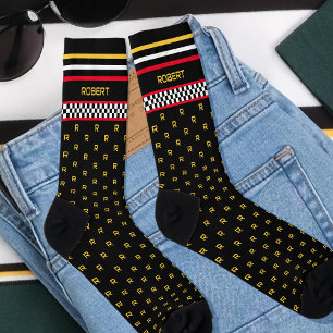 Chaussette à damiers Indicateur Nom du monogramme personnalis