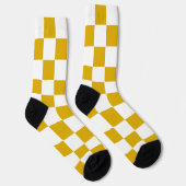 Chaussette à damiers moutarde jaune et blanc (Droite)