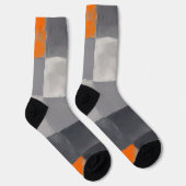 Chaussette À damiers Plaid gris orange (Droite)