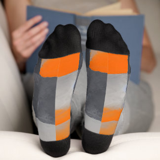 Chaussette À damiers Plaid gris orange